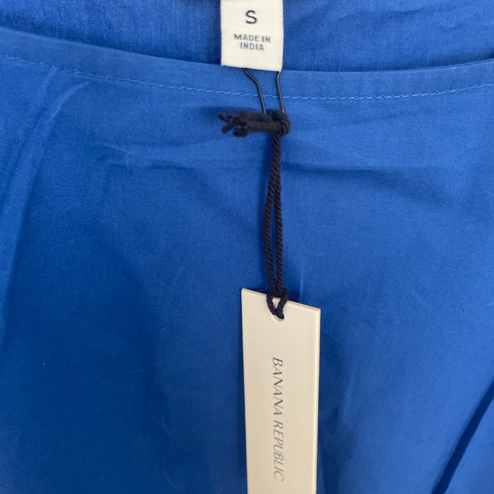 Banana Republic Royal Blue Poplin Drawstring Mini Dress NWT Size S - Picture 2 of 8